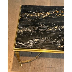 Art Déco Bronze Black Portor Marble Coffee Table Style Maison Jansen circa 1940