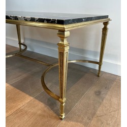 Art Déco Bronze Black Portor Marble Coffee Table Style Maison Jansen circa 1940