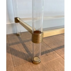 Mid-Century Lucite Gilt Metal Console Table French Work France circa 1970