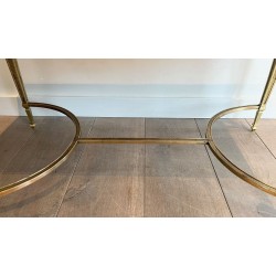 Table Basse Art Déco Bronze Marbre Portor Noir Goût Maison Jansen vers 1940