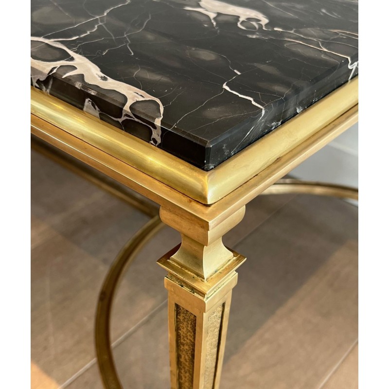 Art Déco Bronze Black Portor Marble Coffee Table Style Maison Jansen circa 1940