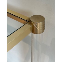 Mid-Century Lucite Gilt Metal Console Table French Work France circa 1970