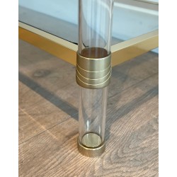 Mid-Century Lucite Gilt Metal Console Table French Work France circa 1970