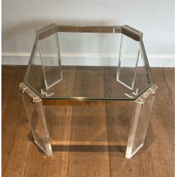 Paire Bouts Canapé Octogonaux Lucite Chrome Maison Jansen France vers 1970