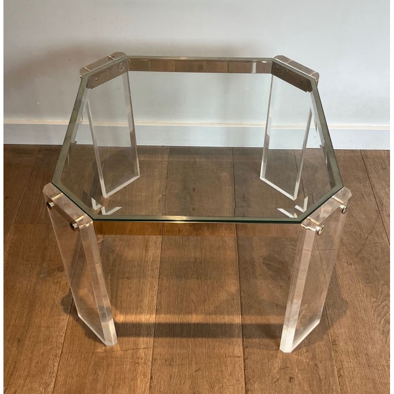 Paire Bouts Canapé Octogonaux Lucite Chrome Maison Jansen France vers 1970