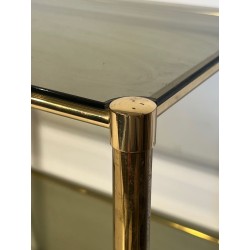 Paire Bouts Canapé Mid-Century Laiton Verre Fumé Travail Français vers 1970