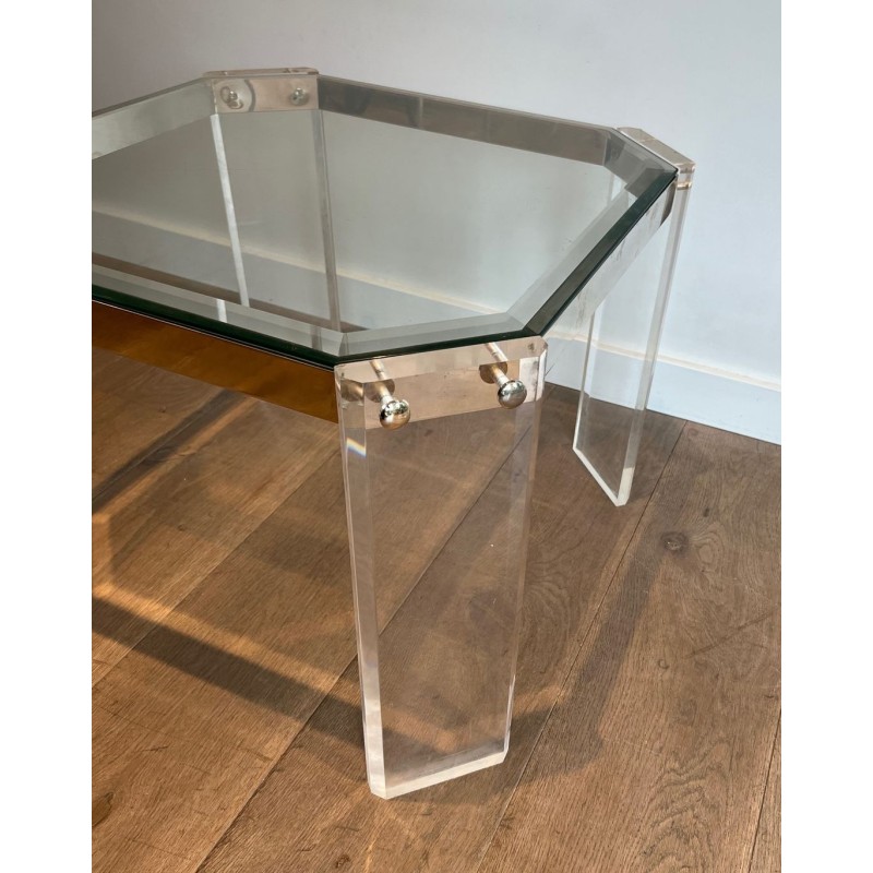 Paire Bouts Canapé Octogonaux Lucite Chrome Maison Jansen France vers 1970