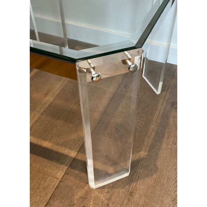 Paire Bouts Canapé Octogonaux Lucite Chrome Maison Jansen France vers 1970