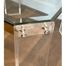 Paire Bouts Canapé Octogonaux Lucite Chrome Maison Jansen France vers 1970