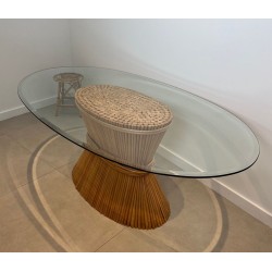 Table de Salle à Manger "Epi de Blé" en Bambou par le Designer Américain Elinor Mc Guire