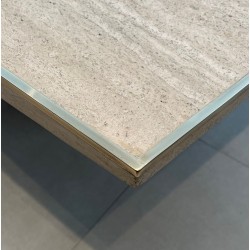 Barrel-Shaped Travertine Brass Dining Table Willy Rizzo Italy circa 1970