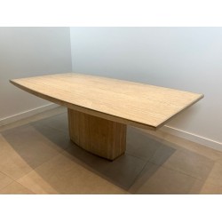 Table de Salle à Manger en Travertin et Laiton de Willy Rizzo