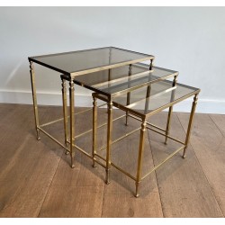 Neoclassical Brass Nesting Tables, Maison Ramsay, circa 1935