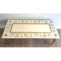 Table Basse Néo-classique Bronze et Marbre, France, vers 1935