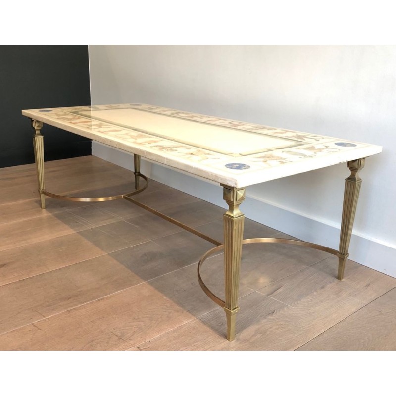 Neoclassical Bronze and Marble Coffee Table, France, circa 1935