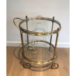 Round Brass Drinks Trolley by Maison Bagués