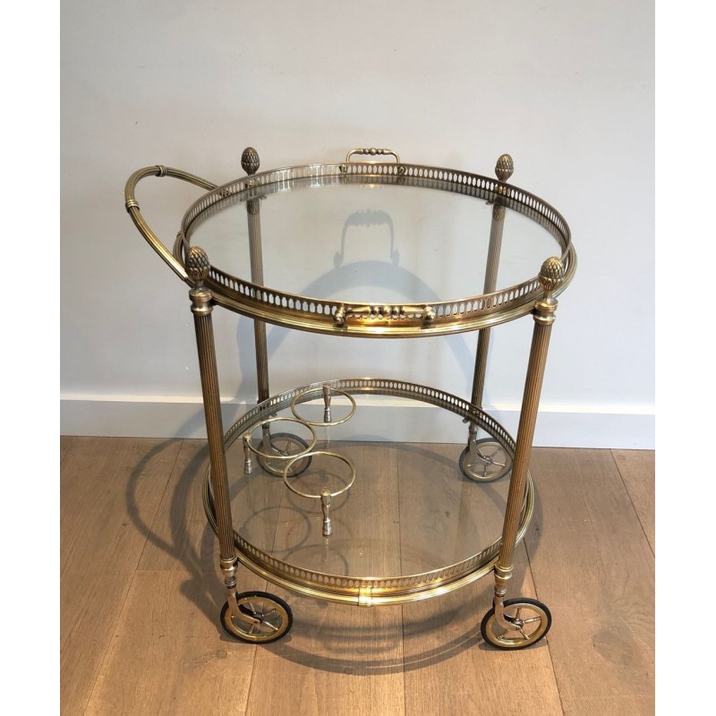 Round Brass Drinks Trolley by Maison Bagués