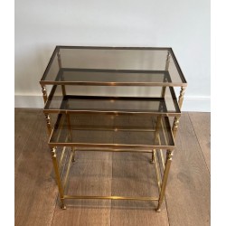 Neoclassical Brass Nesting Tables, Maison Ramsay, circa 1935