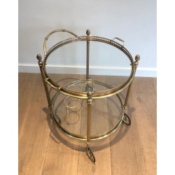Round Brass Drinks Trolley by Maison Bagués