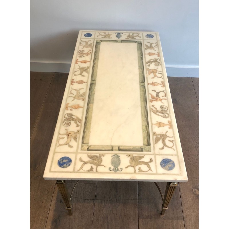 Neoclassical Bronze and Marble Coffee Table, France, circa 1935
