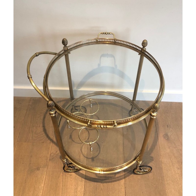 Round Brass Drinks Trolley by Maison Bagués