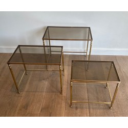 Neoclassical Brass Nesting Tables, Maison Ramsay, circa 1935