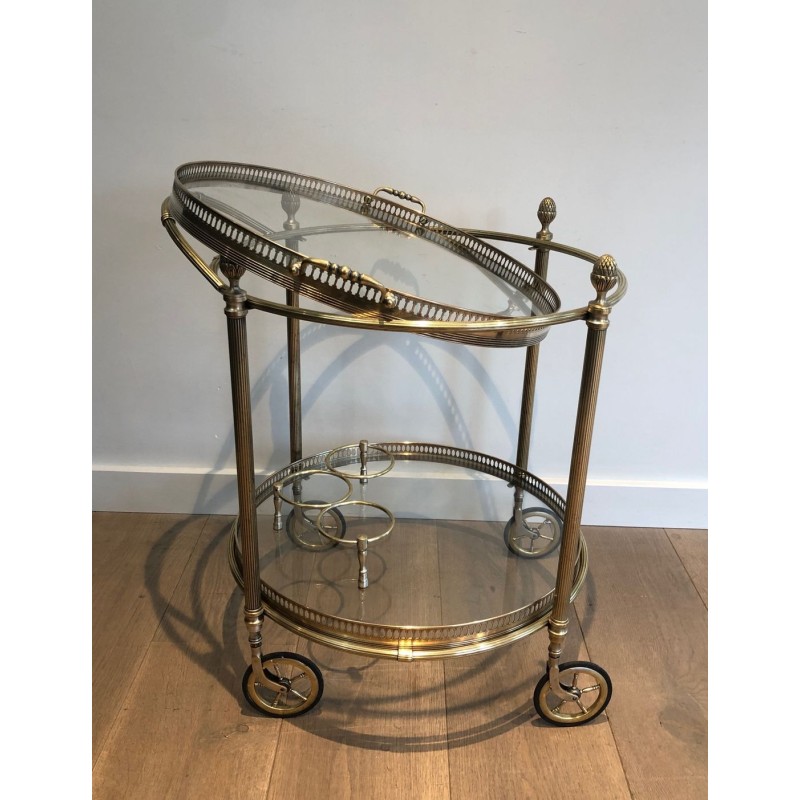 Round Brass Drinks Trolley by Maison Bagués