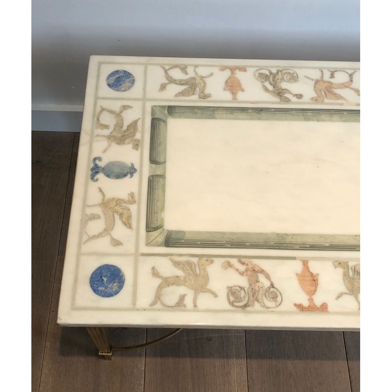 Neoclassical Bronze and Marble Coffee Table, France, circa 1935