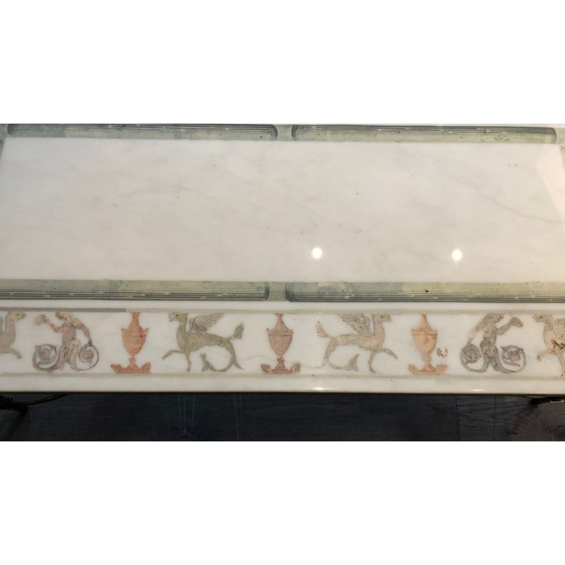 Table Basse Néo-classique Bronze et Marbre, France, vers 1935