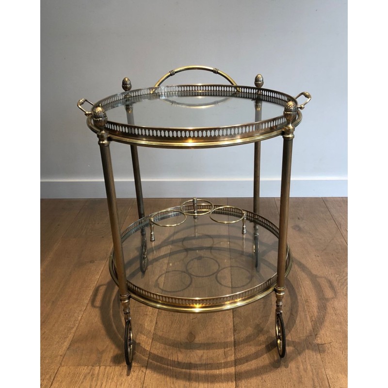 Round Brass Drinks Trolley by Maison Bagués