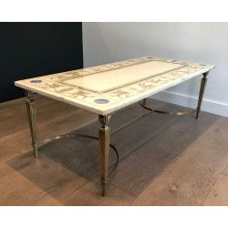 Neoclassical Bronze and Marble Coffee Table, France, circa 1935