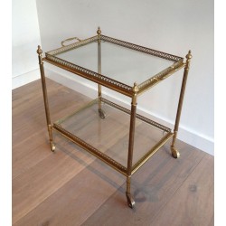 Neoclassical Style Brass Drinks Trolley with Removable Trays