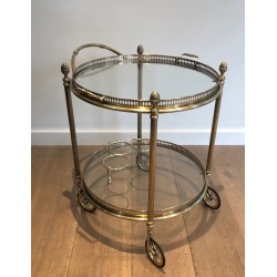 Round Brass Drinks Trolley by Maison Bagués