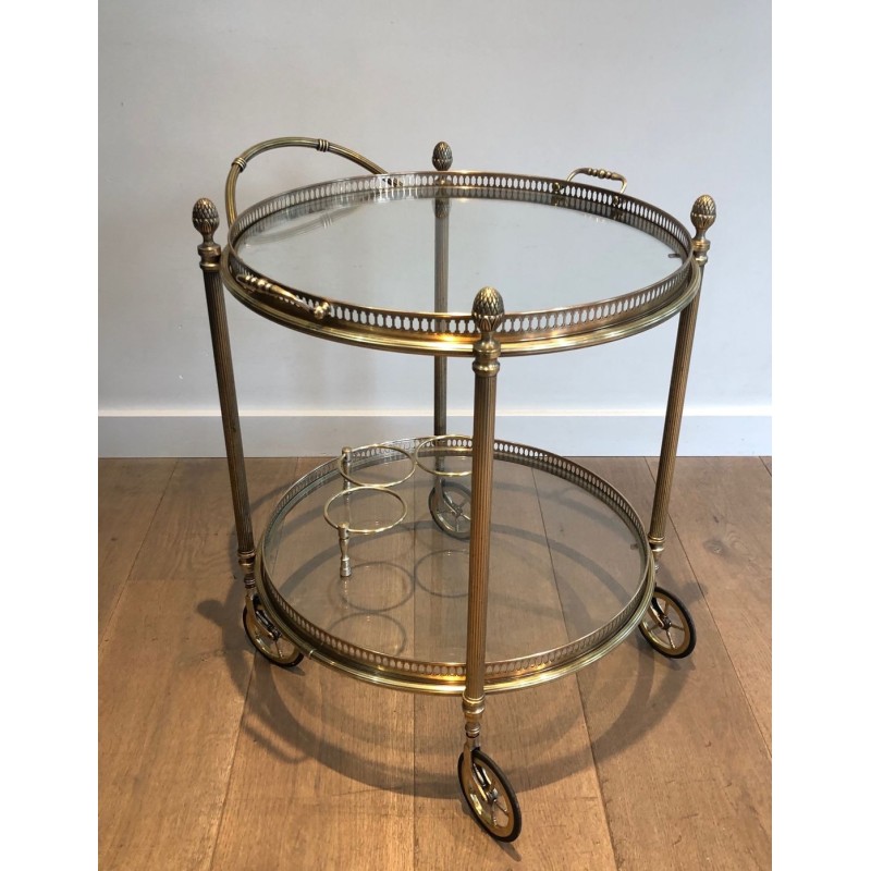 Round Brass Drinks Trolley by Maison Bagués