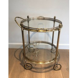 Round Brass Drinks Trolley by Maison Bagués