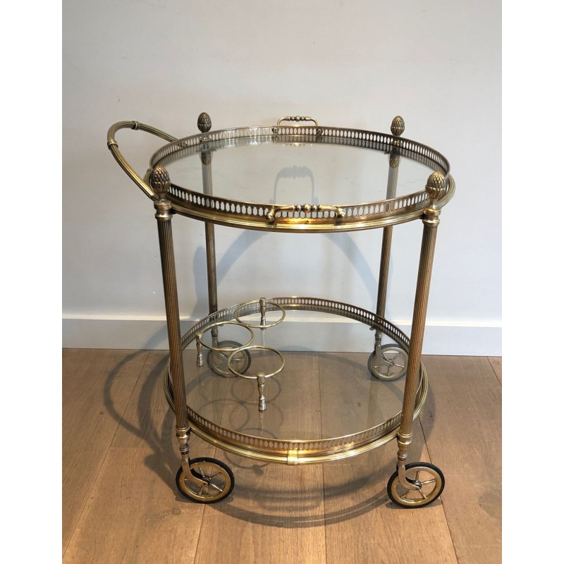 Round Brass Drinks Trolley by Maison Bagués