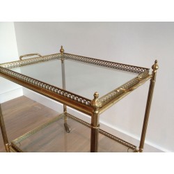 Neoclassical Style Brass Drinks Trolley with Removable Trays