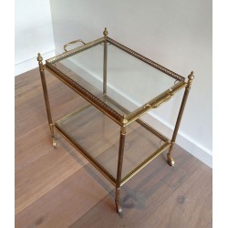 Table Roulante de Style Néoclassique en Laiton à Plateaux Amovibles