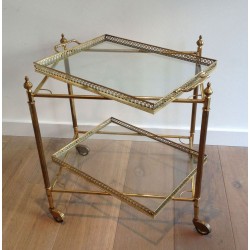 Neoclassical Style Brass Drinks Trolley with Removable Trays