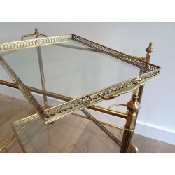 Neoclassical Style Brass Drinks Trolley with Removable Trays