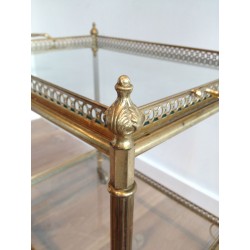 Neoclassical Style Brass Drinks Trolley with Removable Trays