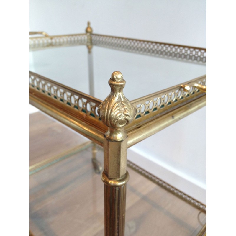 Neoclassical Style Brass Drinks Trolley with Removable Trays