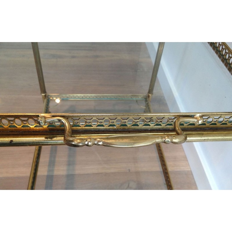 Neoclassical Style Brass Drinks Trolley with Removable Trays