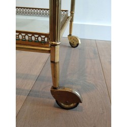 Neoclassical Style Brass Drinks Trolley with Removable Trays