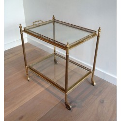 Neoclassical Style Brass Drinks Trolley with Removable Trays