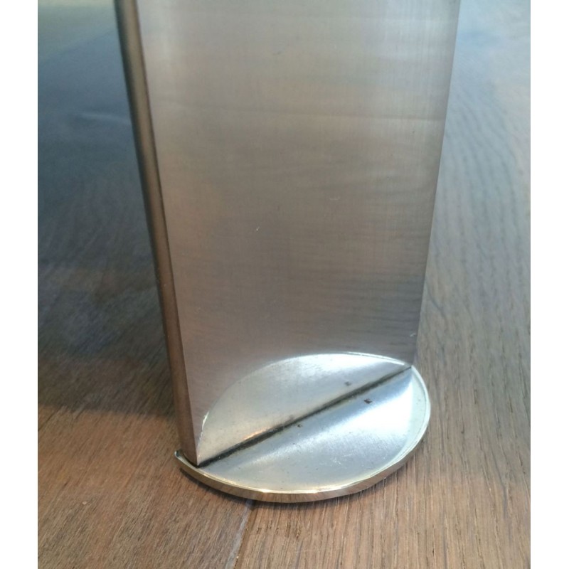 Importante Table Basse en Chrome à Double Plateau, Verres Transparent et Laqué Noir, vers 1970