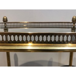 Table Roulante Ovale à Double Plateau en Laiton Doré, Maison Baguès, France vers 1940