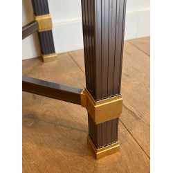 Glass-Top Console Table in Lacquered Aluminium & Gilt Metal, Pierre Vandel, France circa 1970