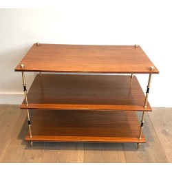 Paire de Consoles à Trois Niveaux en Acajou et Laiton, Maison Jansen, France vers 1940