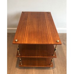 Paire de Consoles à Trois Niveaux en Acajou et Laiton, Maison Jansen, France vers 1940